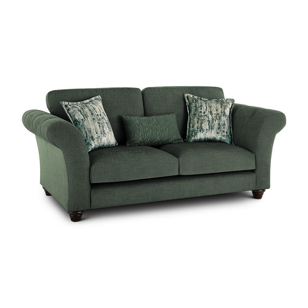 Amelie 3 Seater Sofa in Polar Thyme Fabric with Antiqued Feet 1