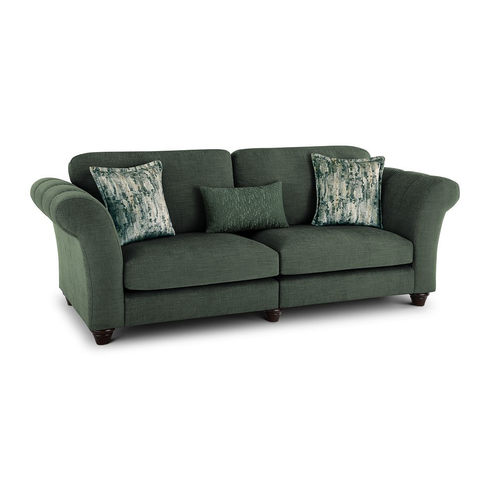 Amelie 4 Seater Sofa in Polar Thyme Fabric with Antiqued Feet 1