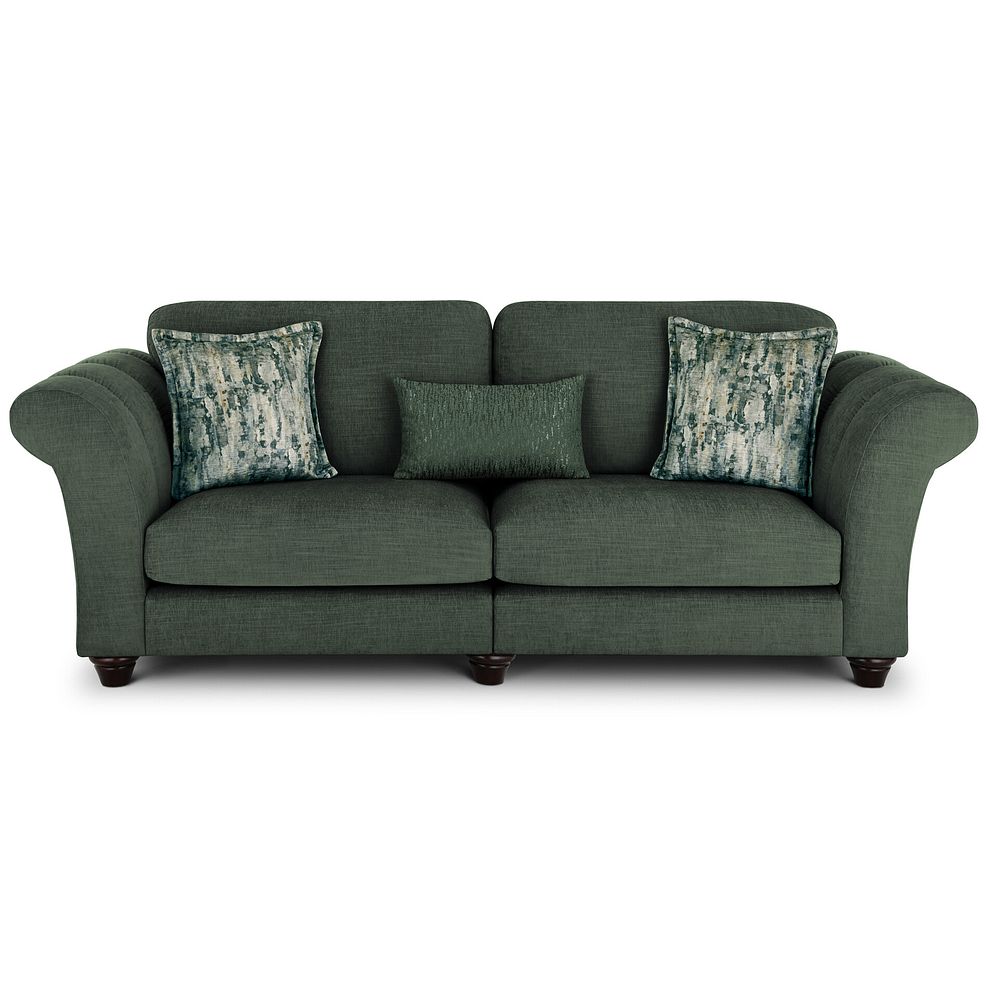 Amelie 4 Seater Sofa in Polar Thyme Fabric with Antiqued Feet 2