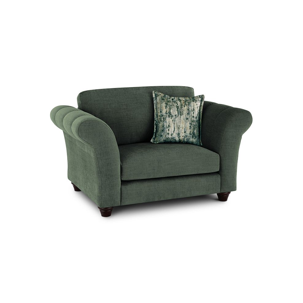 Amelie Loveseat in Polar Thyme Fabric with Antiqued Feet 1