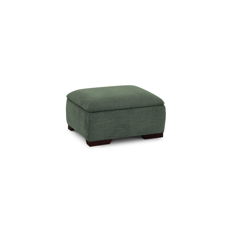 Amelie Storage Footstool in Polar Thyme Fabric with Antiqued Feet 1