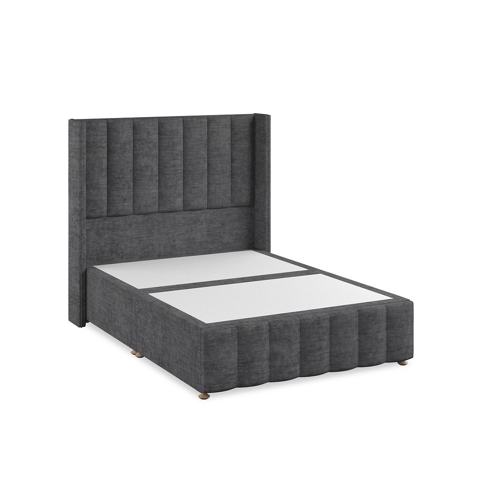 Amersham Double 2 Drawer Divan Bed with Winged Headboard in Brooklyn Fabric - Asteroid Grey 2