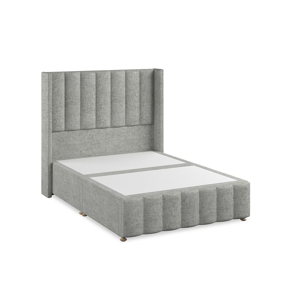 Amersham Double 2 Drawer Divan Bed with Winged Headboard in Brooklyn Fabric - Fallow Grey 2