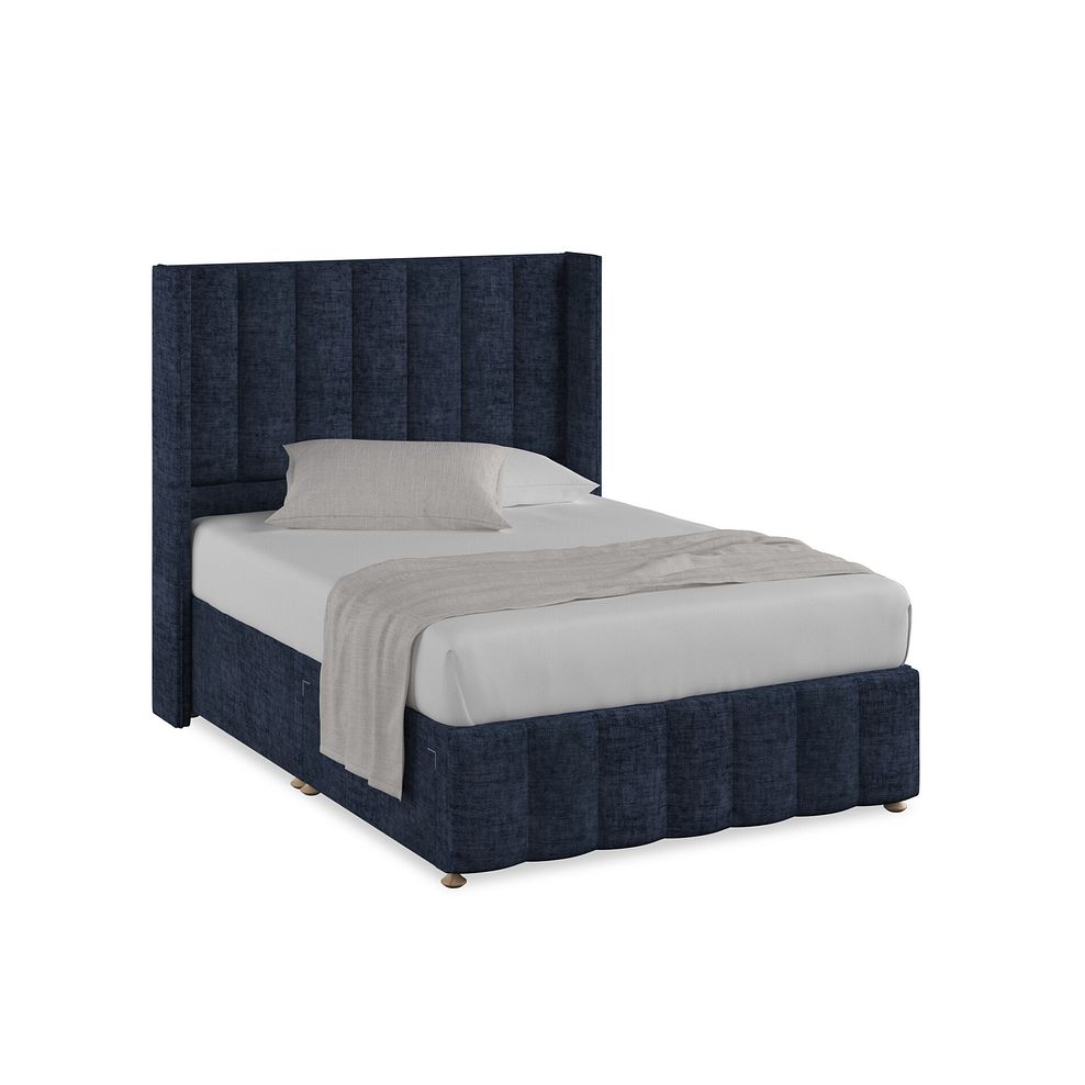 Amersham Double 2 Drawer Divan Bed with Winged Headboard in Brooklyn Fabric - Hummingbird Blue