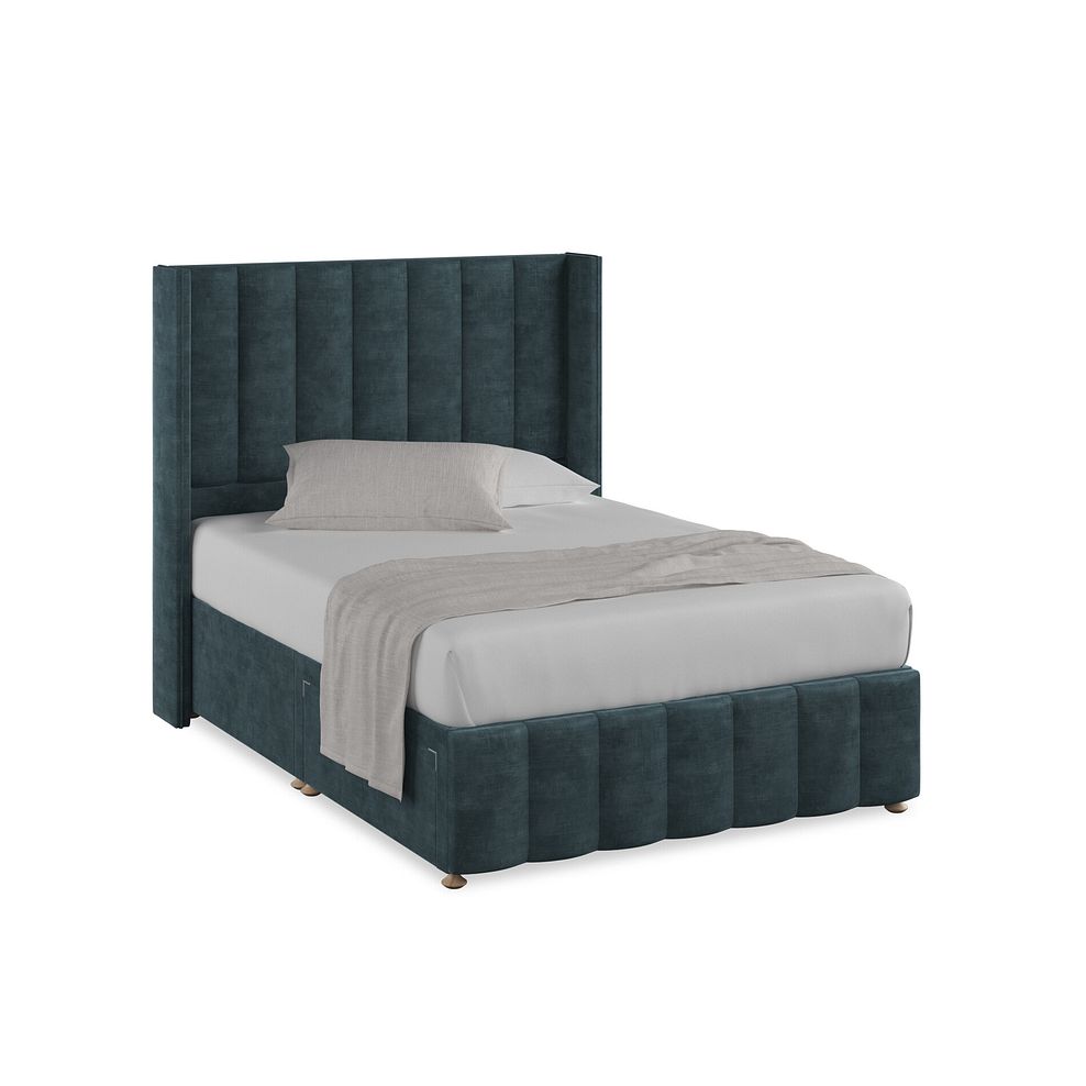 Amersham Double 2 Drawer Divan Bed with Winged Headboard in Heritage Velvet - Airforce 1