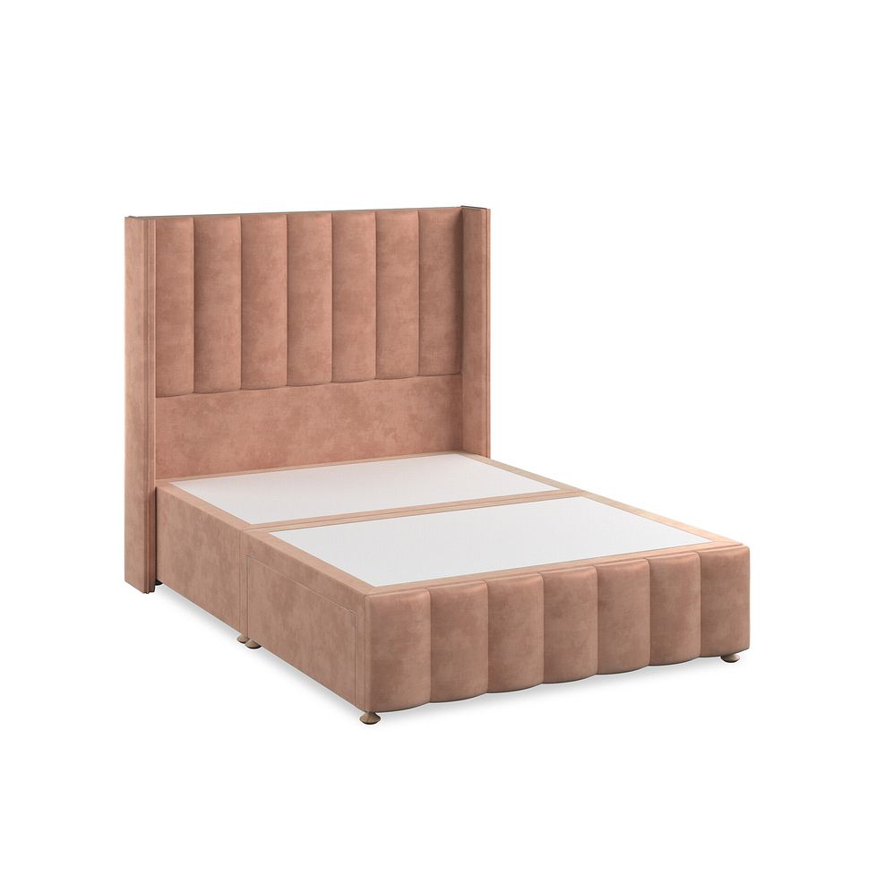 Amersham Double 2 Drawer Divan Bed with Winged Headboard in Heritage Velvet - Powder Pink Thumbnail 2
