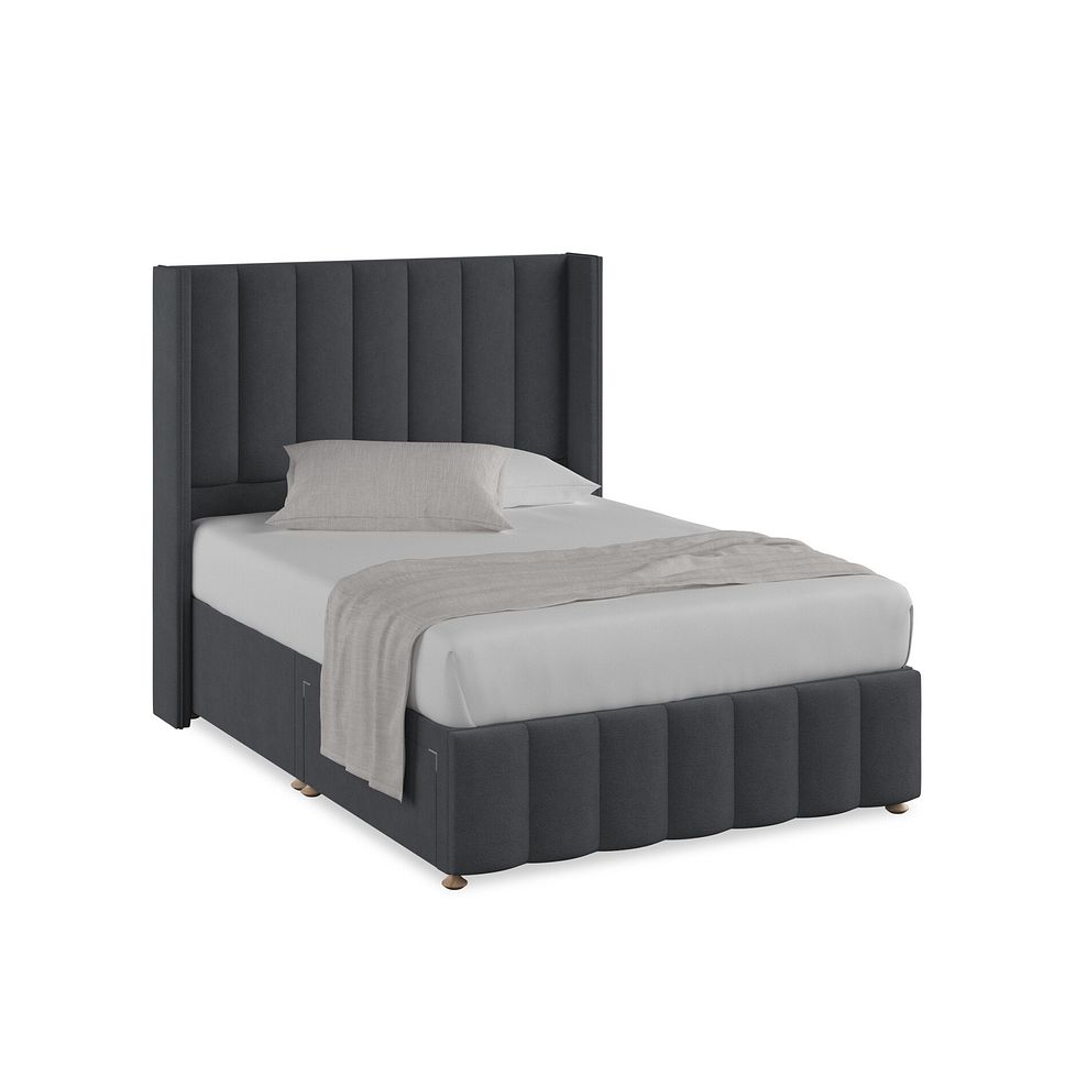 Amersham Double 2 Drawer Divan Bed with Winged Headboard in Venice Fabric - Anthracite