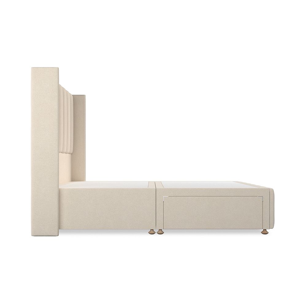 Amersham Double 2 Drawer Divan Bed with Winged Headboard in Venice Fabric - Cream 4