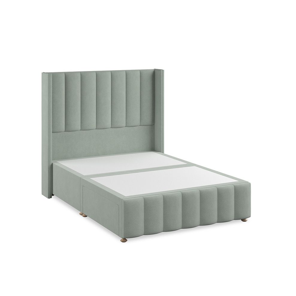 Amersham Double 2 Drawer Divan Bed with Winged Headboard in Venice Fabric - Duck Egg Thumbnail 2