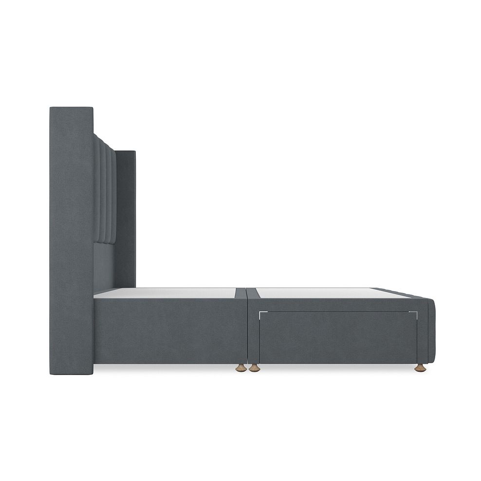 Amersham Double 2 Drawer Divan Bed with Winged Headboard in Venice Fabric - Graphite 4