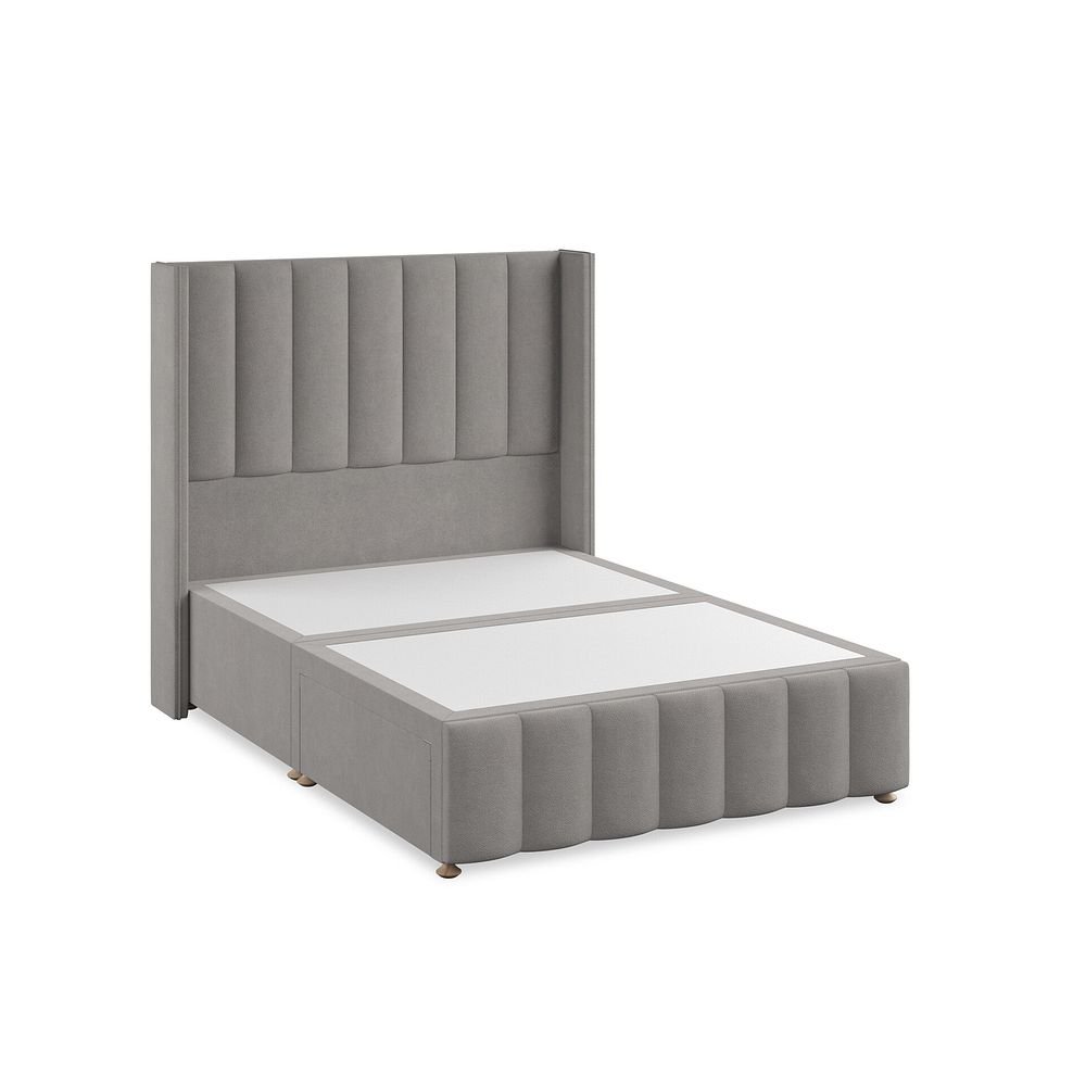 Amersham Double 2 Drawer Divan Bed with Winged Headboard in Venice Fabric - Grey Thumbnail 2