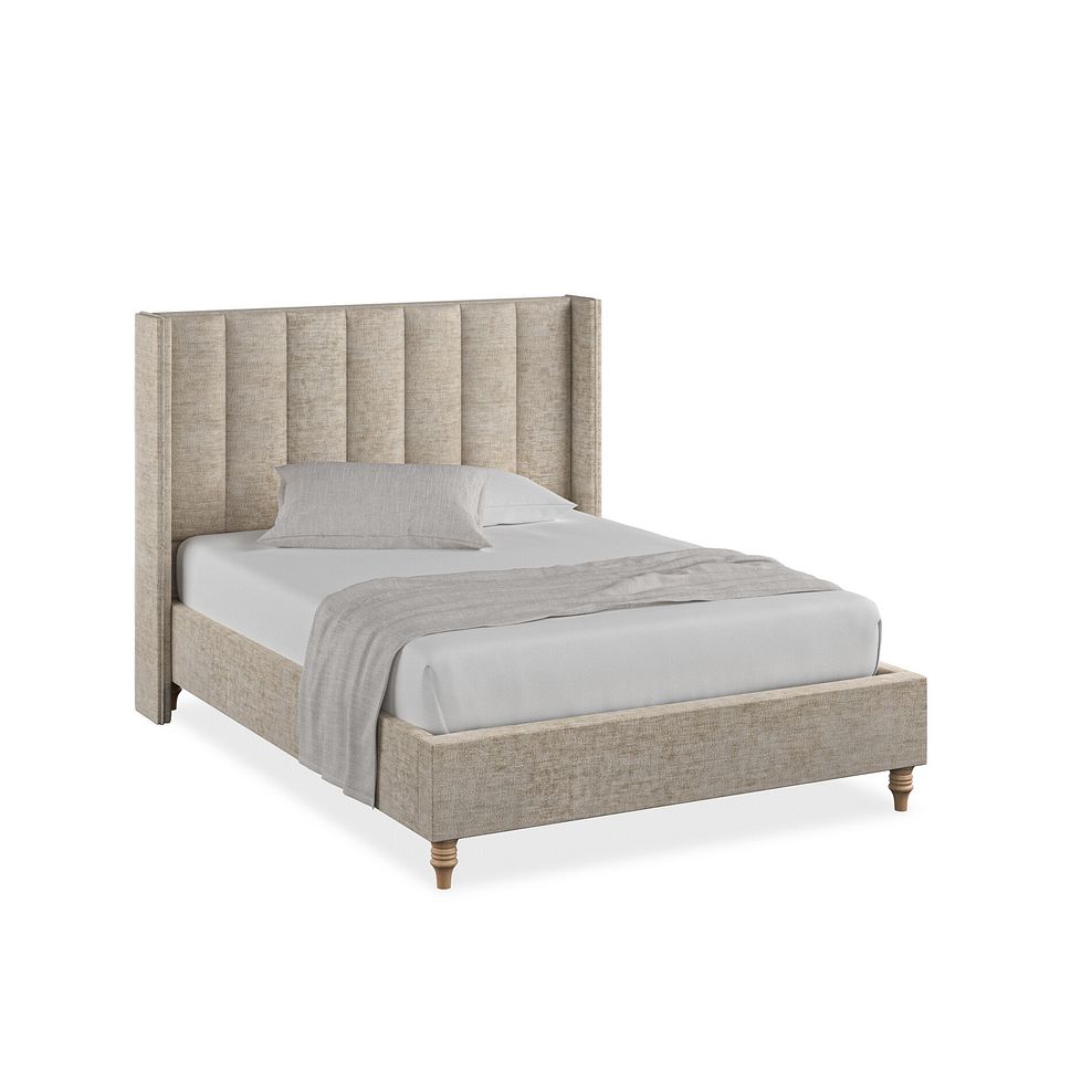 Amersham Double Bed with Winged Headboard in Brooklyn Fabric - Quill Grey