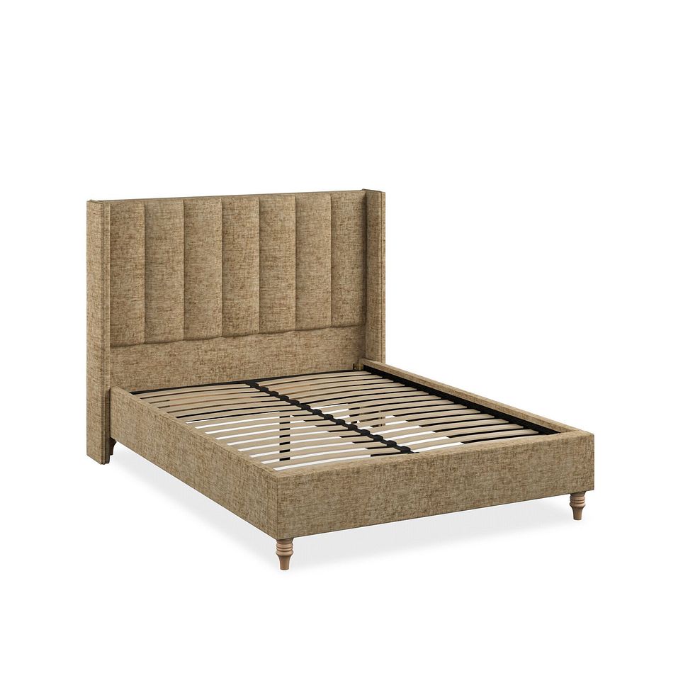 Amersham Double Bed with Winged Headboard in Brooklyn Fabric - Saturn Mink 2