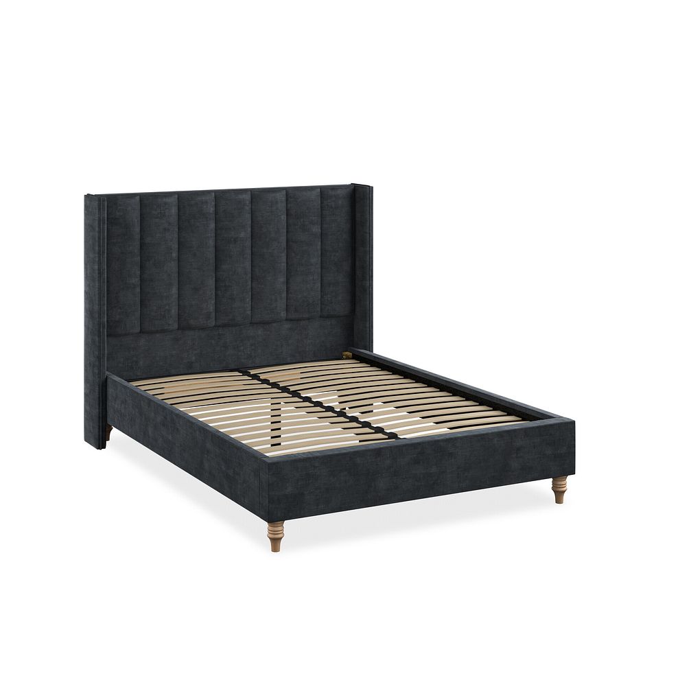 Amersham Double Bed with Winged Headboard in Heritage Velvet - Charcoal 2