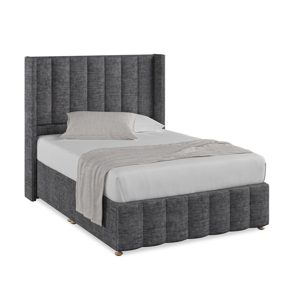 Amersham Double Divan Bed with Winged Headboard in Brooklyn Fabric - Asteroid Grey 1