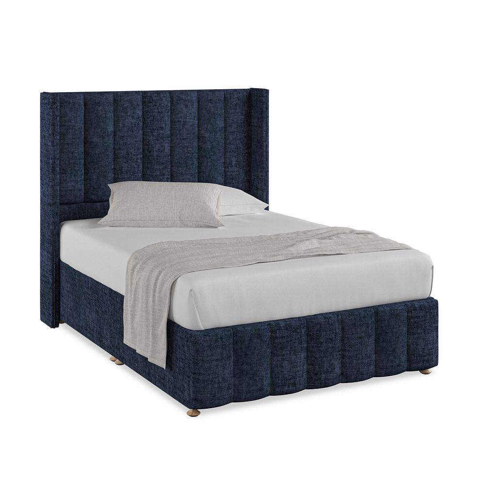 Amersham Double Divan Bed with Winged Headboard in Brooklyn Fabric - Hummingbird Blue 1