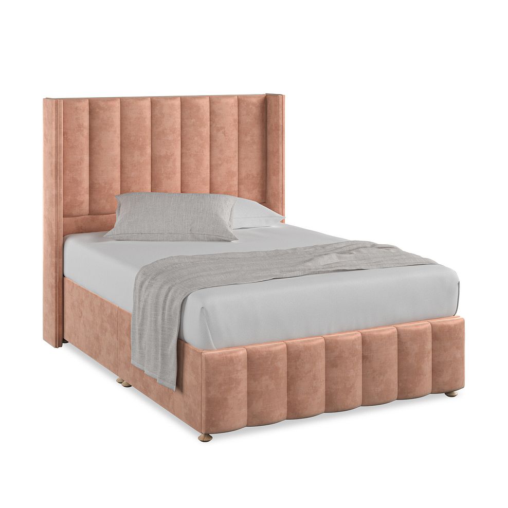 Amersham Double Divan Bed with Winged Headboard in Heritage Velvet - Powder Pink Thumbnail 1