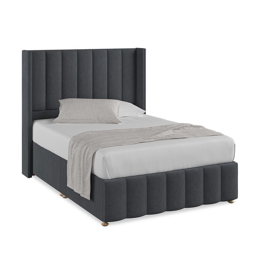 Amersham Double Divan Bed with Winged Headboard in Venice Fabric - Anthracite Thumbnail 1