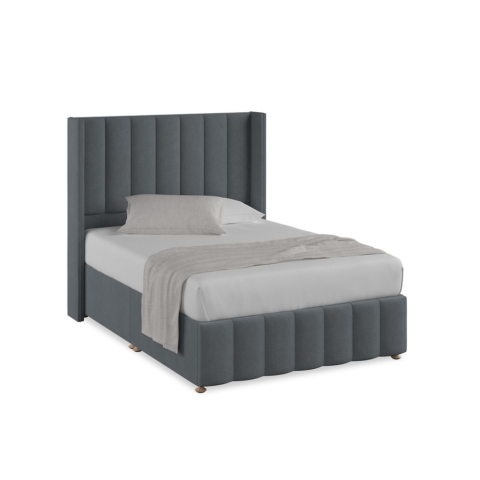 Amersham Double Divan Bed with Winged Headboard in Venice Fabric - Graphite 1