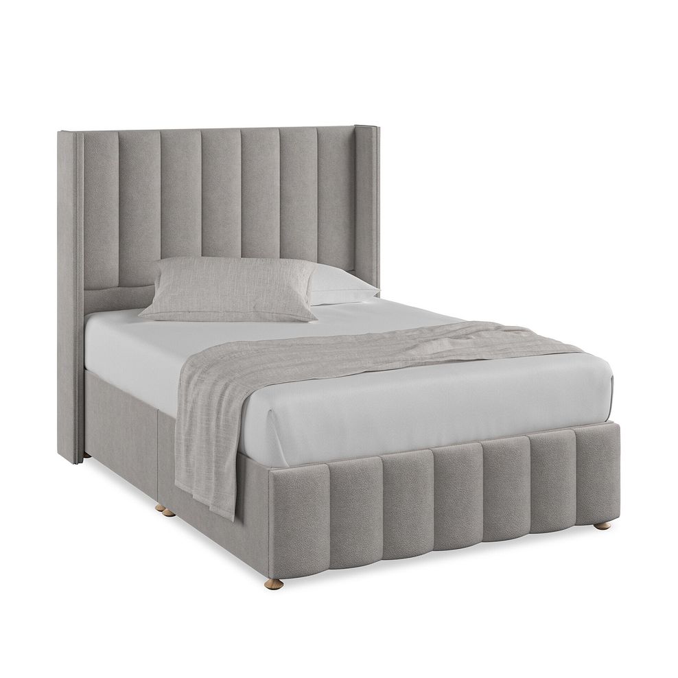 Amersham Double Divan Bed with Winged Headboard in Venice Fabric - Grey