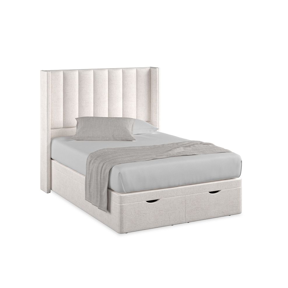 Amersham Double Ottoman Storage Bed with Winged Headboard in Brooklyn Fabric - Lace White Thumbnail 1