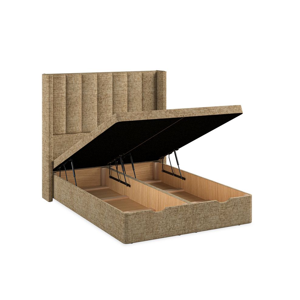 Amersham Double Ottoman Storage Bed with Winged Headboard in Brooklyn Fabric - Saturn Mink 3