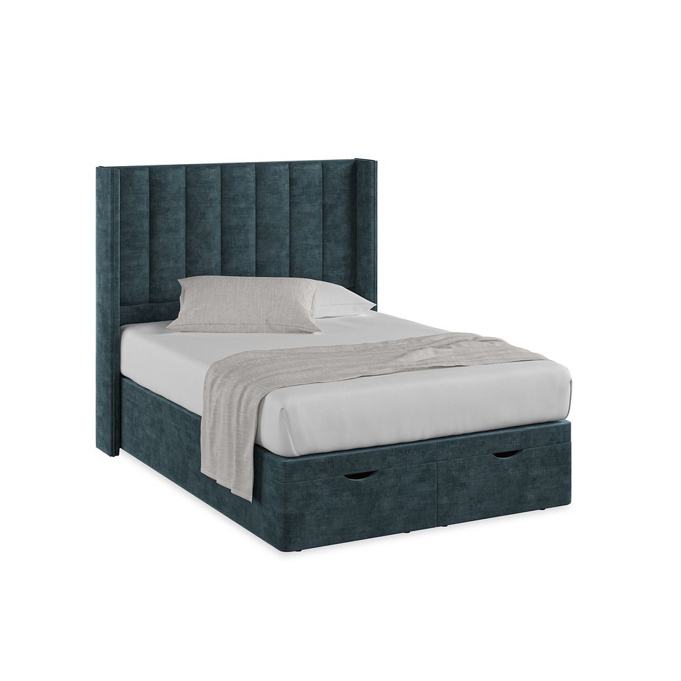 Amersham Double Ottoman Storage Bed with Winged Headboard in Heritage Velvet - Airforce 1