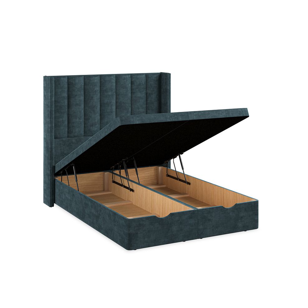 Amersham Double Ottoman Storage Bed with Winged Headboard in Heritage Velvet - Airforce 3