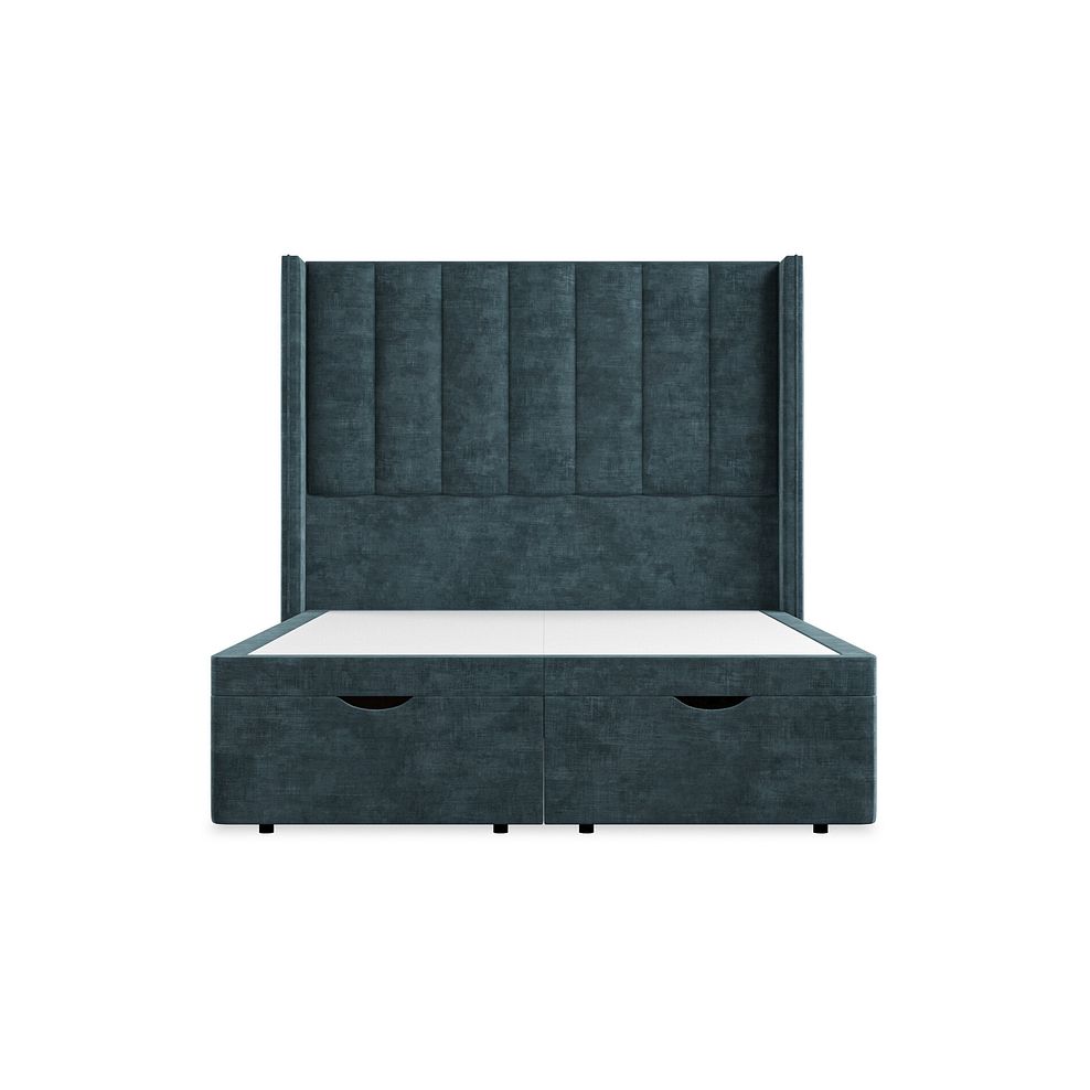 Amersham Double Ottoman Storage Bed with Winged Headboard in Heritage Velvet - Airforce 4