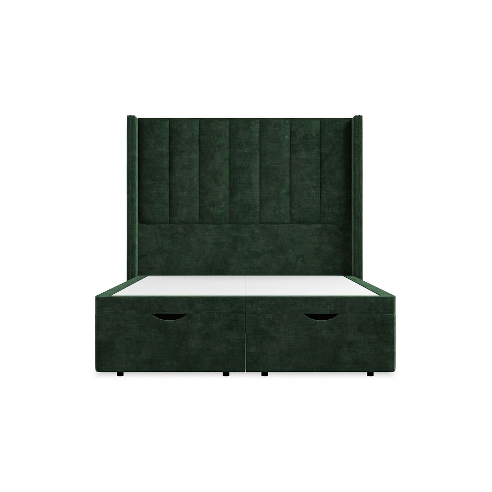 Amersham Double Ottoman Storage Bed with Winged Headboard in Heritage Velvet - Bottle Green 4