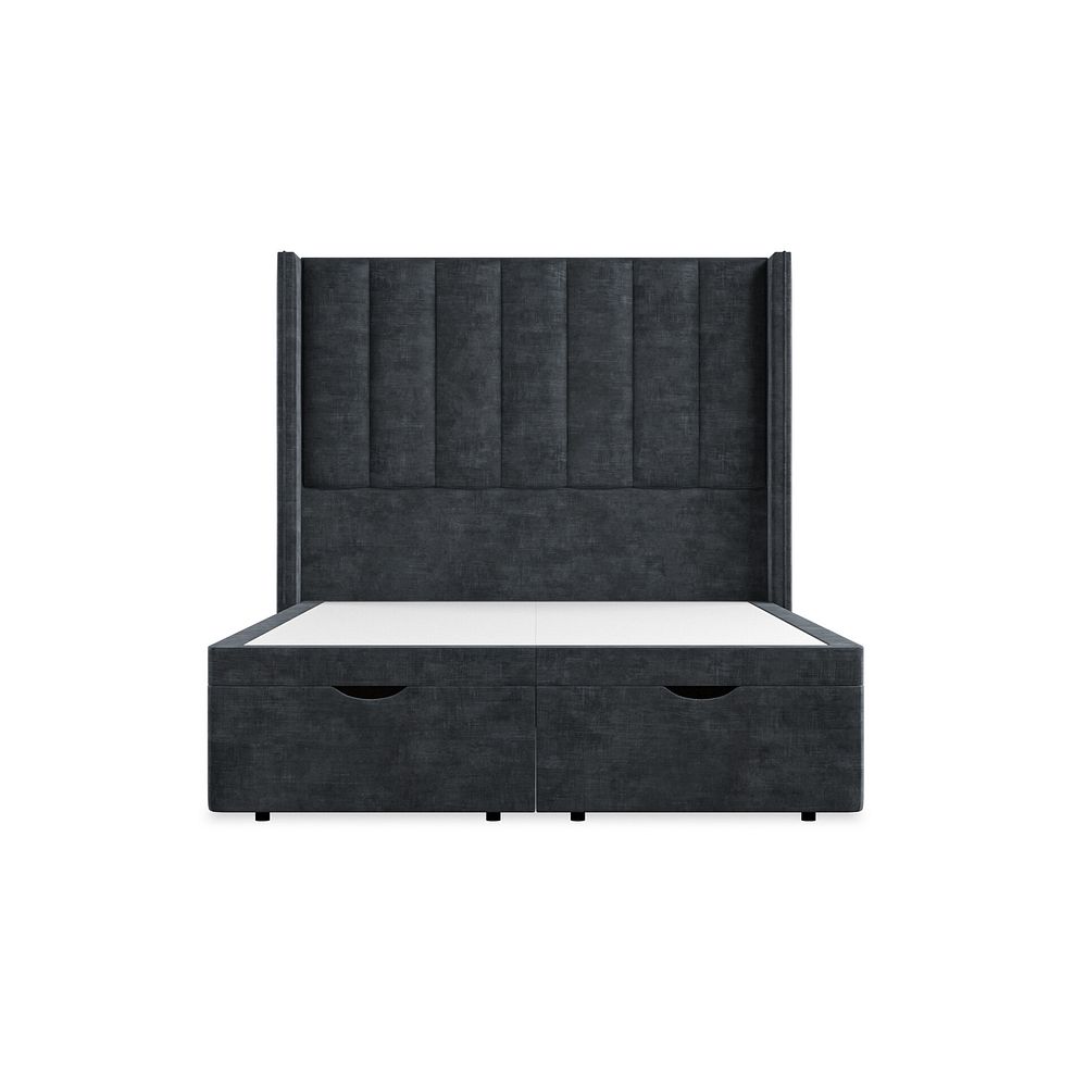 Amersham Double Ottoman Storage Bed with Winged Headboard in Heritage Velvet - Charcoal 4