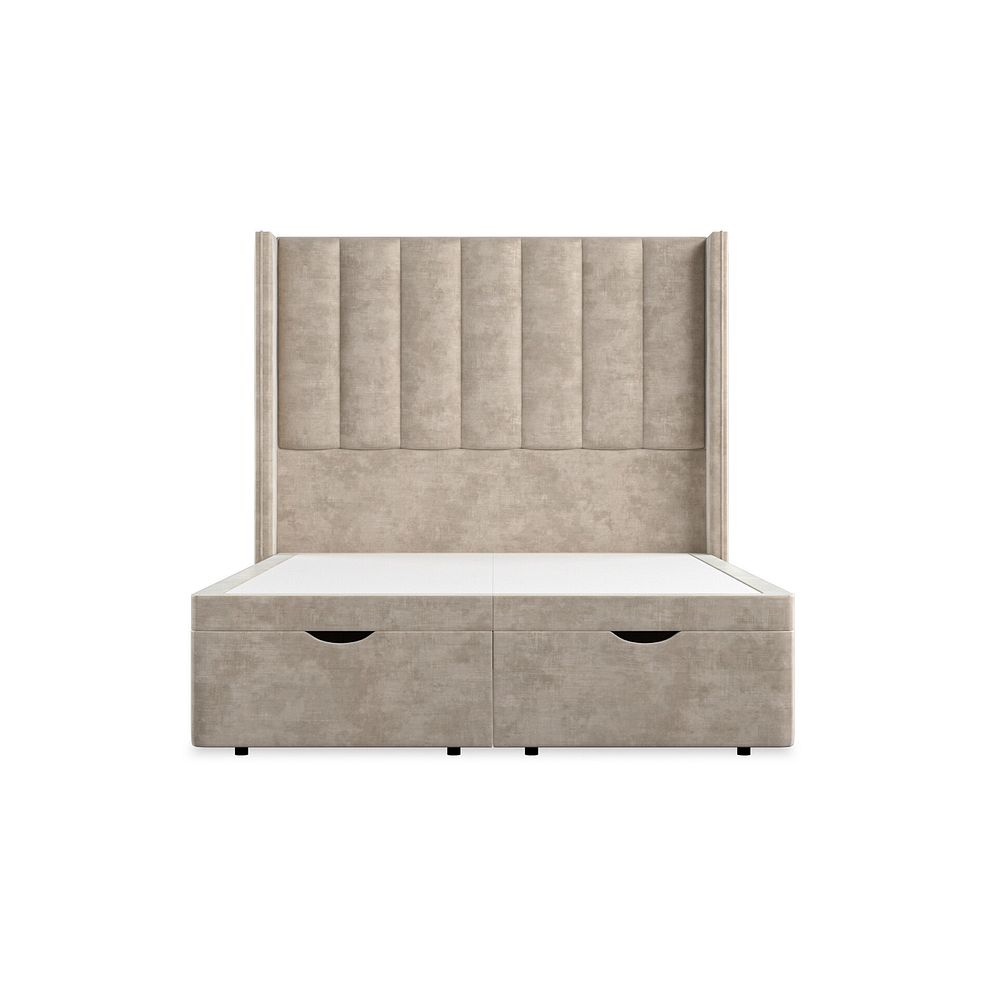 Amersham Double Ottoman Storage Bed with Winged Headboard in Heritage Velvet - Mink 4
