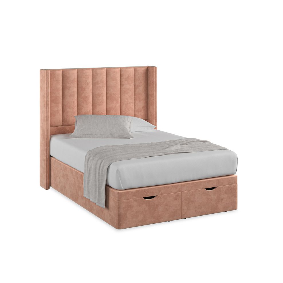 Amersham Double Ottoman Storage Bed with Winged Headboard in Heritage Velvet - Powder Pink Thumbnail 1