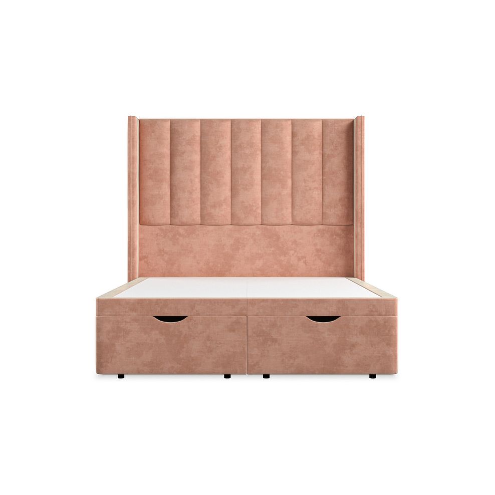 Amersham Double Ottoman Storage Bed with Winged Headboard in Heritage Velvet - Powder Pink Thumbnail 4