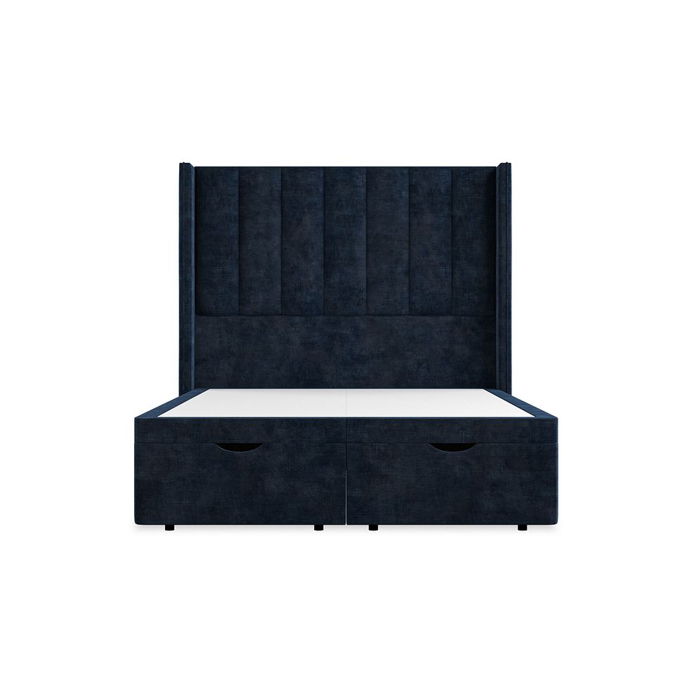 Amersham Double Ottoman Storage Bed with Winged Headboard in Heritage Velvet - Royal Blue 4