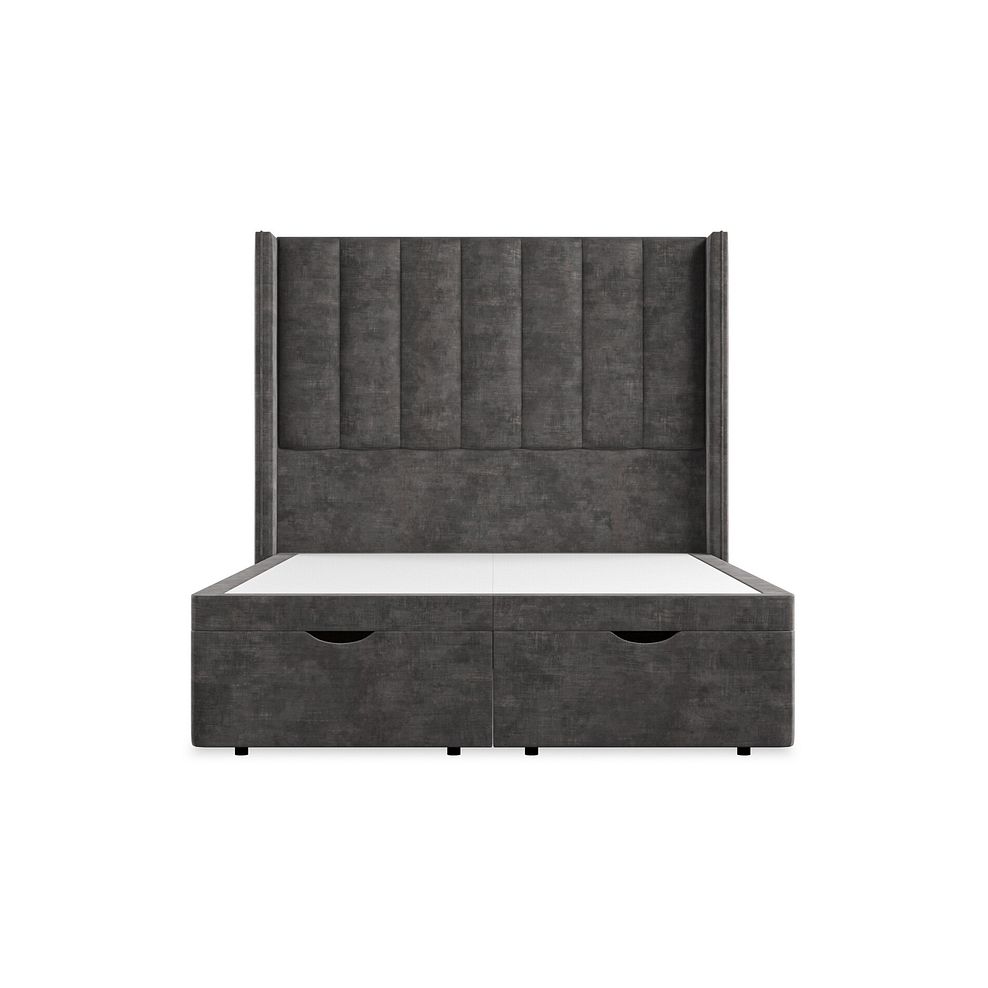 Amersham Double Ottoman Storage Bed with Winged Headboard in Heritage Velvet - Steel Thumbnail 4