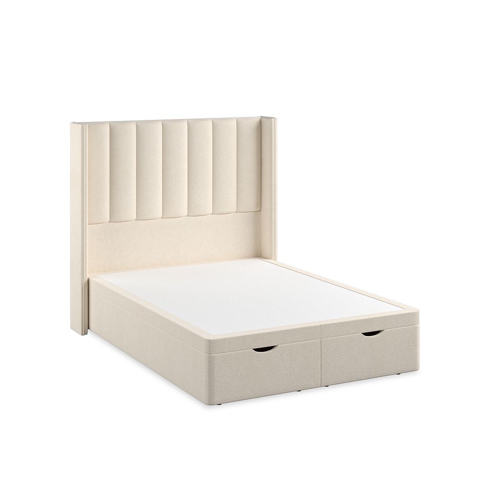 Amersham Double Ottoman Storage Bed with Winged Headboard in Venice Fabric - Cream 2