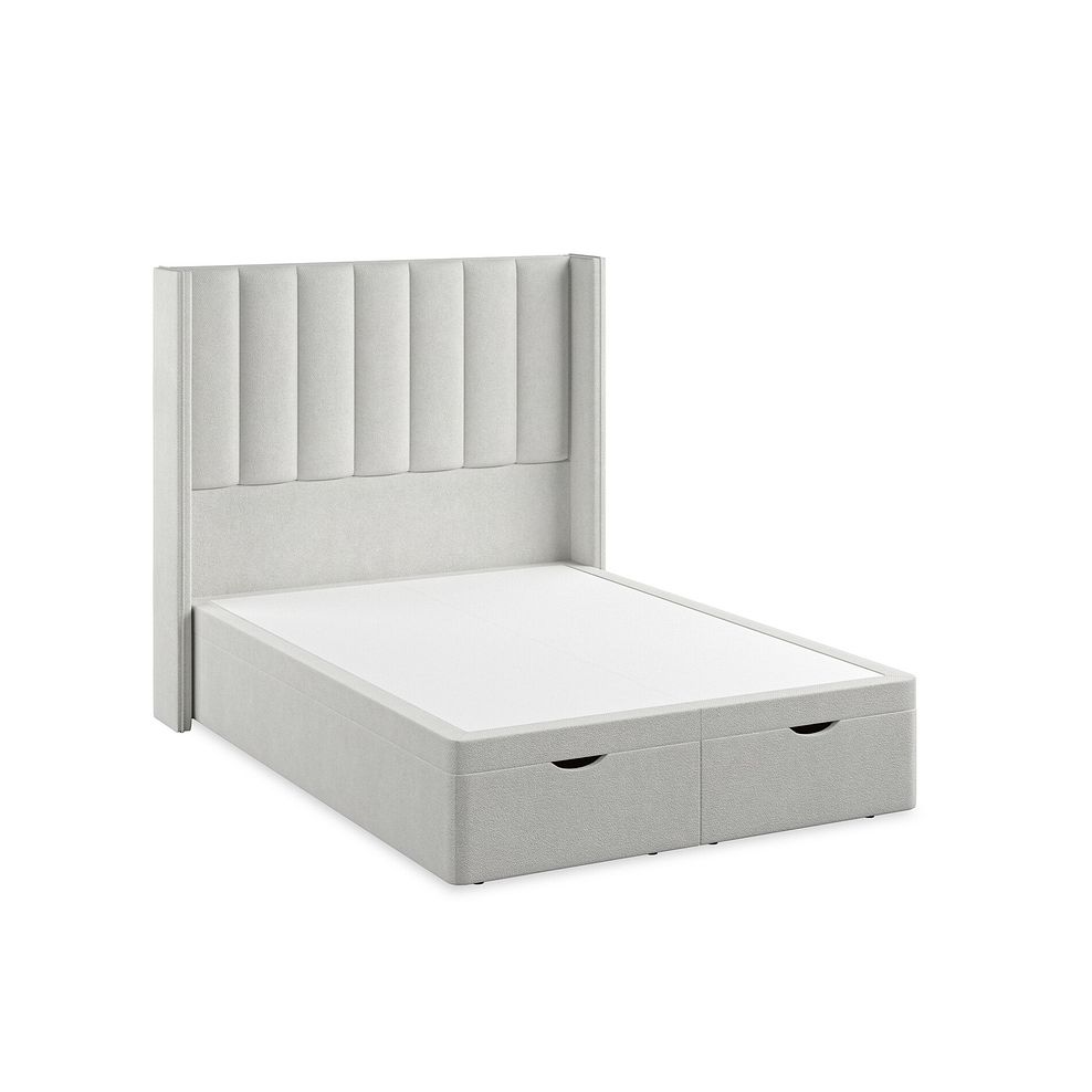 Amersham Double Ottoman Storage Bed with Winged Headboard in Venice Fabric - Silver 2