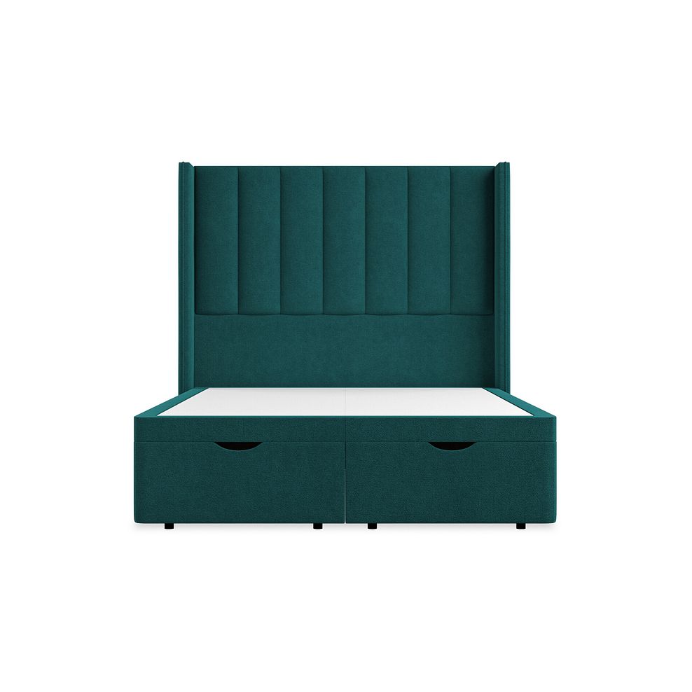 Amersham Double Ottoman Storage Bed with Winged Headboard in Venice Fabric - Teal 4