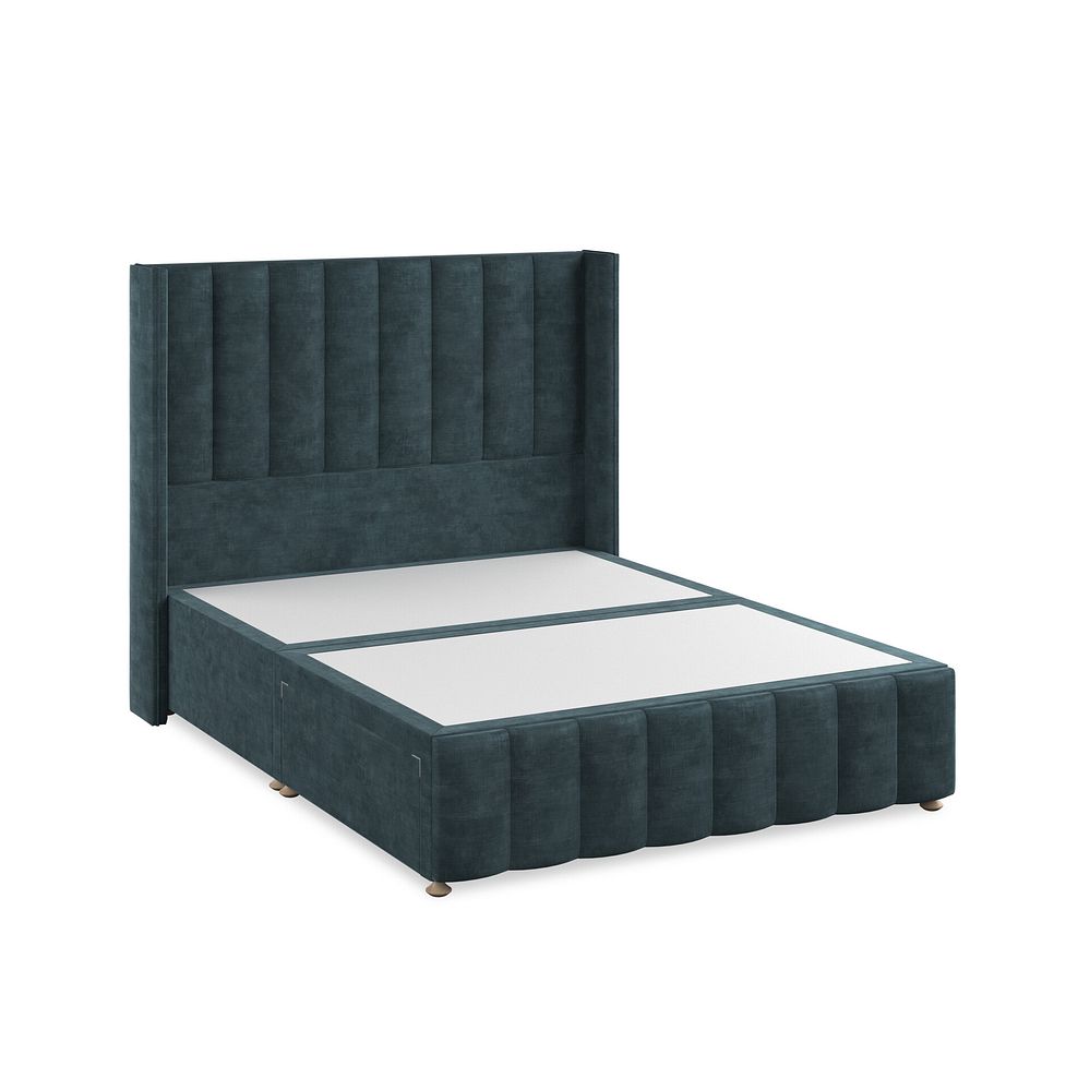 Amersham King-Size 2 Drawer Divan Bed with Winged Headboard in Heritage Velvet - Airforce 2