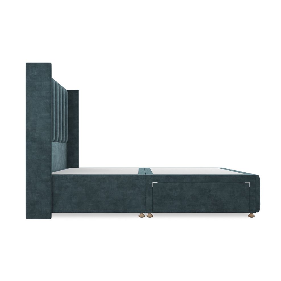 Amersham King-Size 2 Drawer Divan Bed with Winged Headboard in Heritage Velvet - Airforce 4