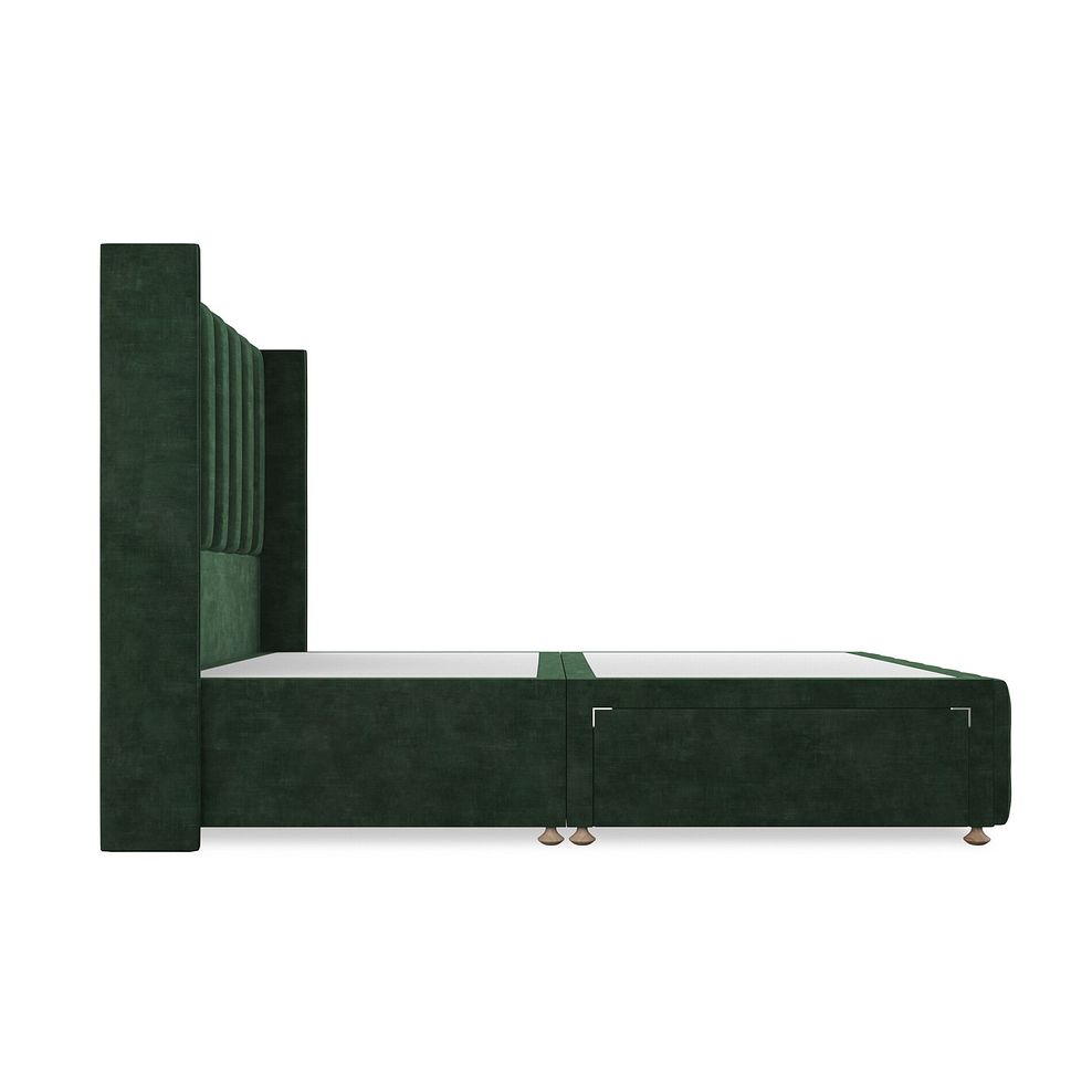 Amersham King-Size 2 Drawer Divan Bed with Winged Headboard in Heritage Velvet - Bottle Green 4