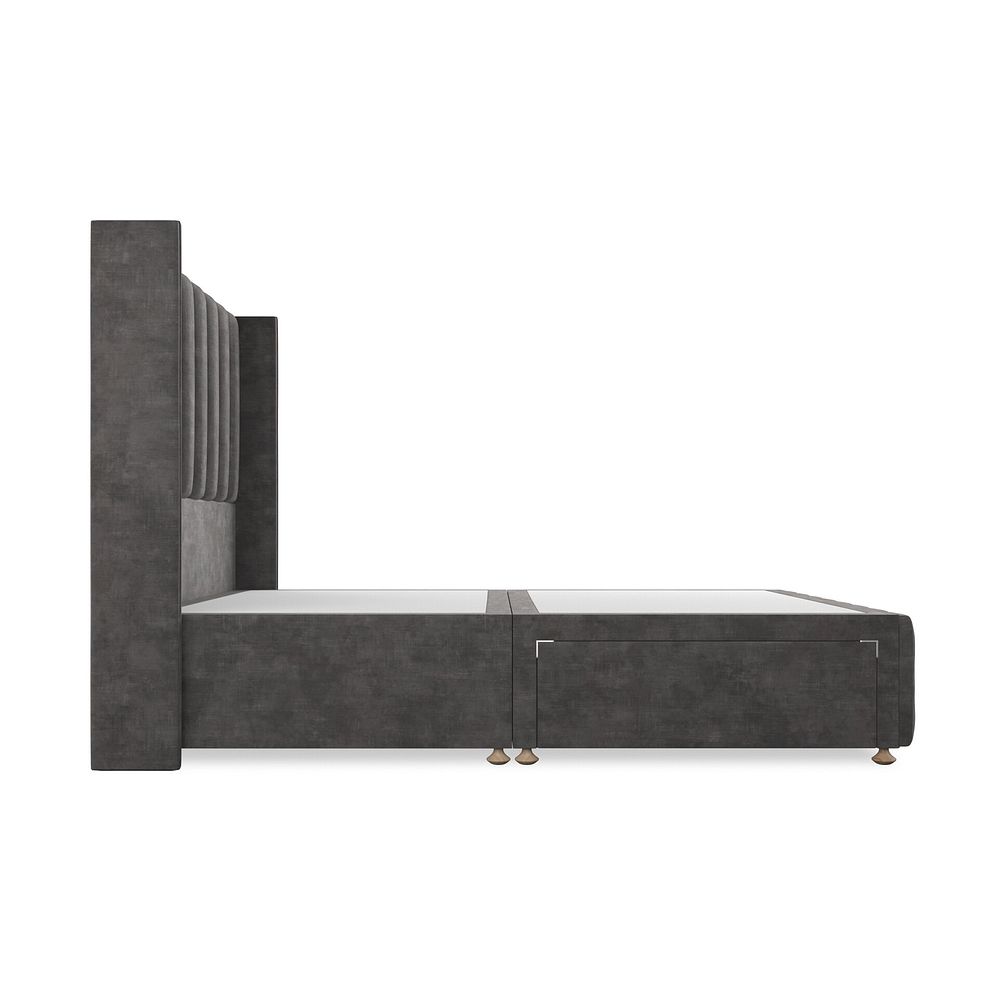 Amersham King-Size 2 Drawer Divan Bed with Winged Headboard in Heritage Velvet - Steel Thumbnail 4