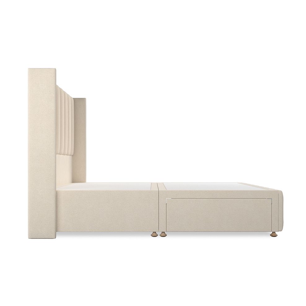 Amersham King-Size 2 Drawer Divan Bed with Winged Headboard in Venice Fabric - Cream 4