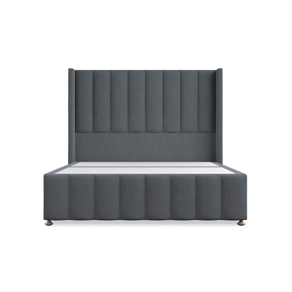 Amersham King-Size 2 Drawer Divan Bed with Winged Headboard in Venice Fabric - Graphite 3