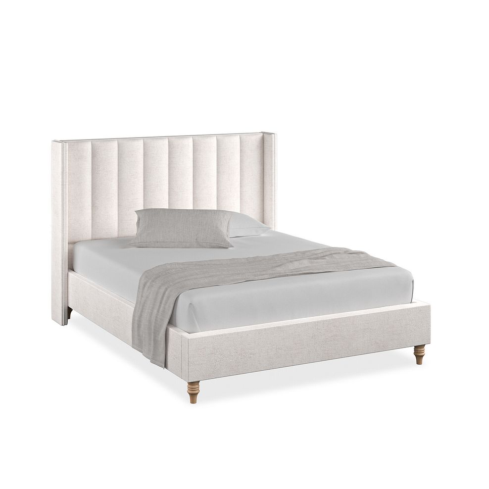 Amersham King-Size Bed with Winged Headboard in Brooklyn Fabric - Lace White