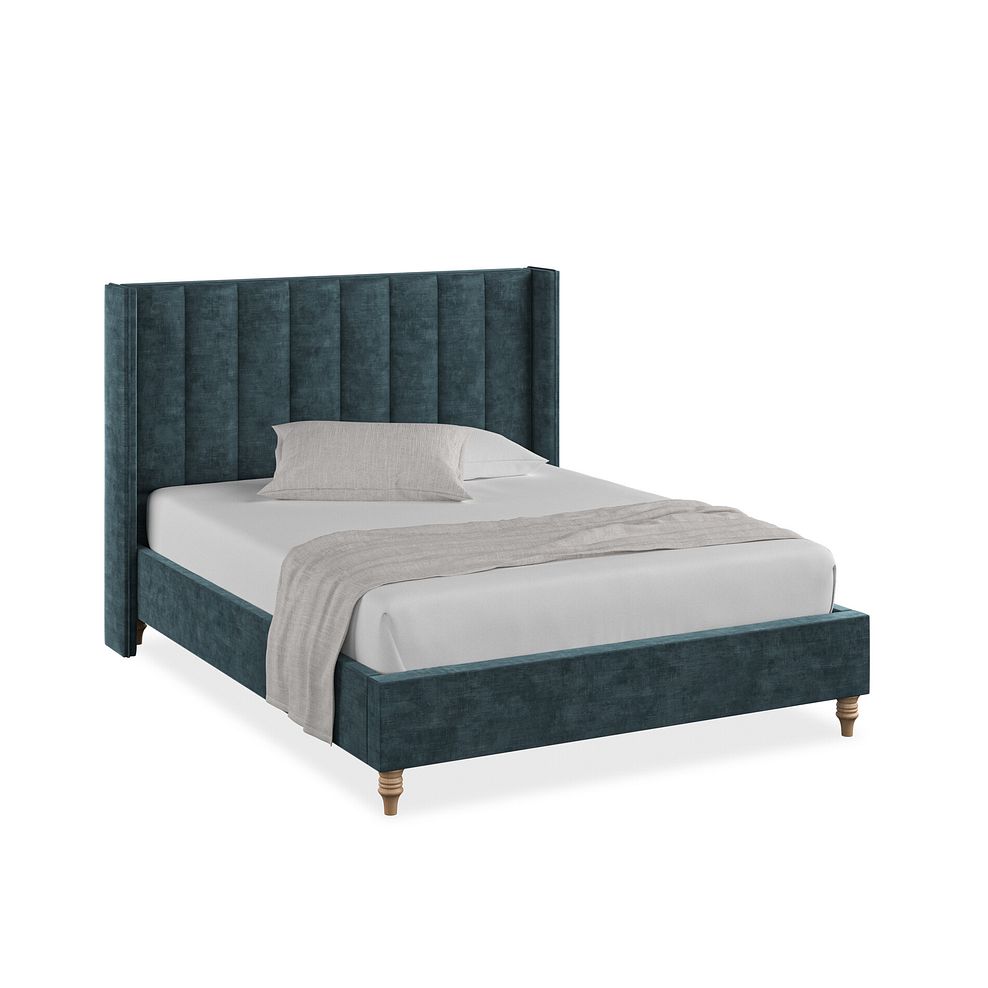 Amersham King-Size Bed with Winged Headboard in Heritage Velvet - Airforce Thumbnail 1