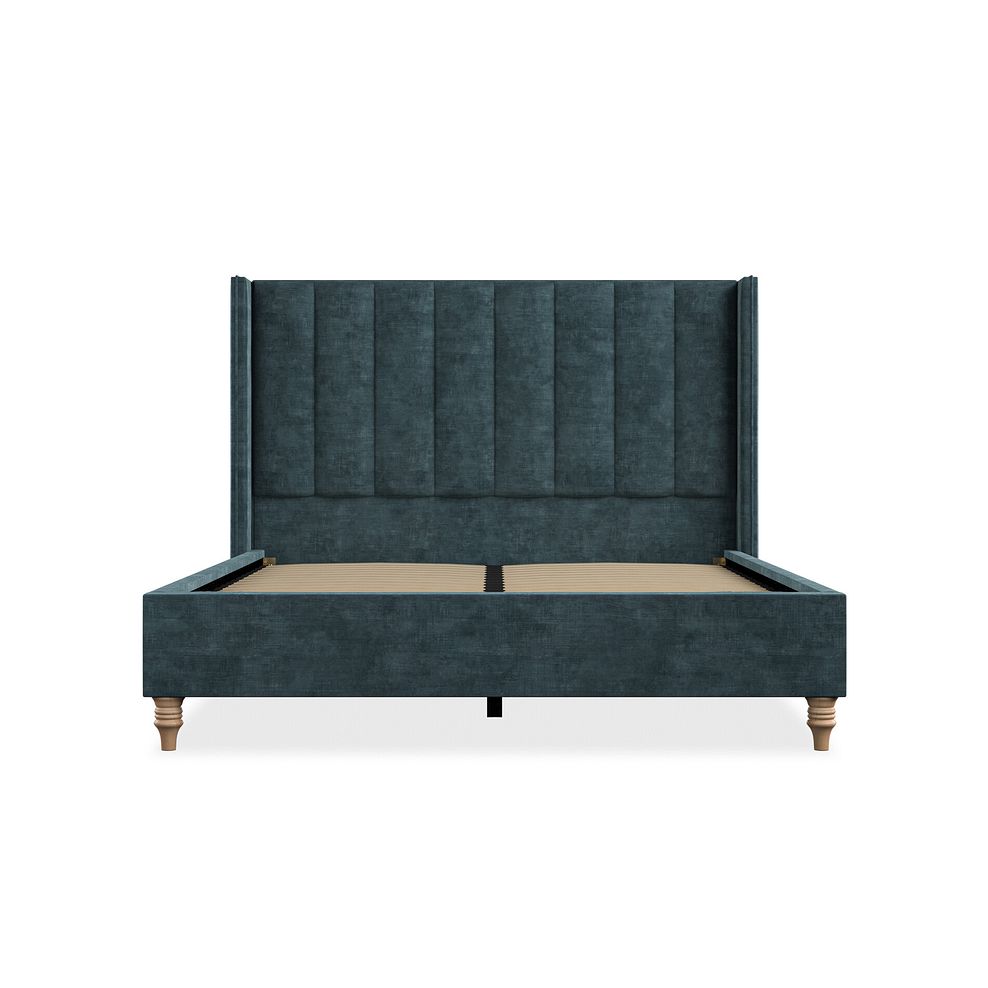 Amersham King-Size Bed with Winged Headboard in Heritage Velvet - Airforce 3