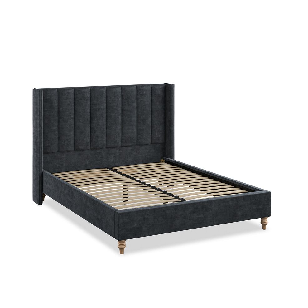 Amersham King-Size Bed with Winged Headboard in Heritage Velvet - Charcoal Thumbnail 2