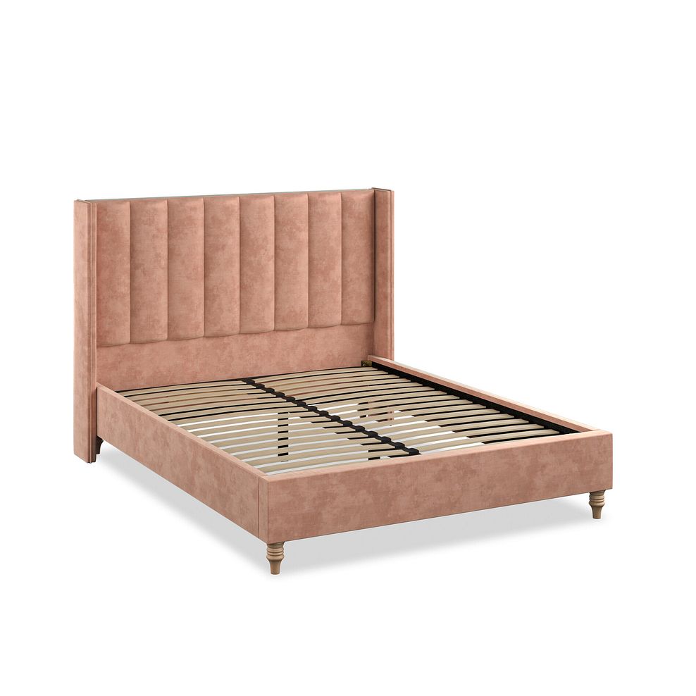 Amersham King-Size Bed with Winged Headboard in Heritage Velvet - Powder Pink Thumbnail 2